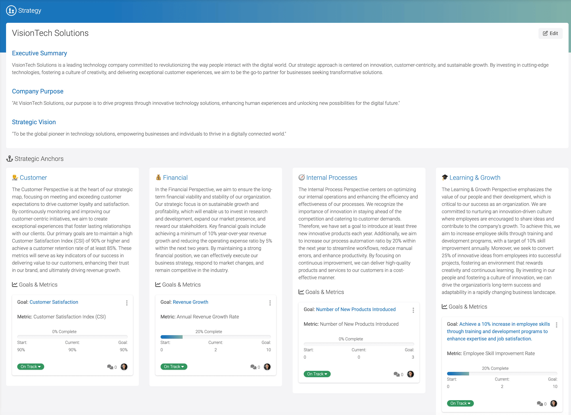 Leantime Strategy One Pager and Goals